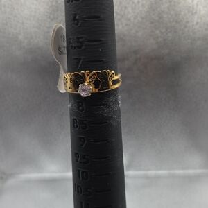 Elegant Gold Ring with Crystal Accent Size 7.5 Or 18
